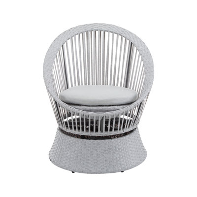26.7" Modern Swivel Wicker Lounge Chair with xianRattan and Iron Frame, Featuring a Stylish Round Design, Perfect for Living Room, Patio, or Balcony Relaxation