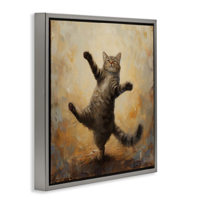 "Dancing Tabby Cat", art mural sur toile flottante par Roozbeh Bahramali