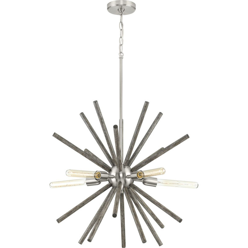 Lustre linéaire moderne à 5 lumières Spoutnik, Nickel brossé