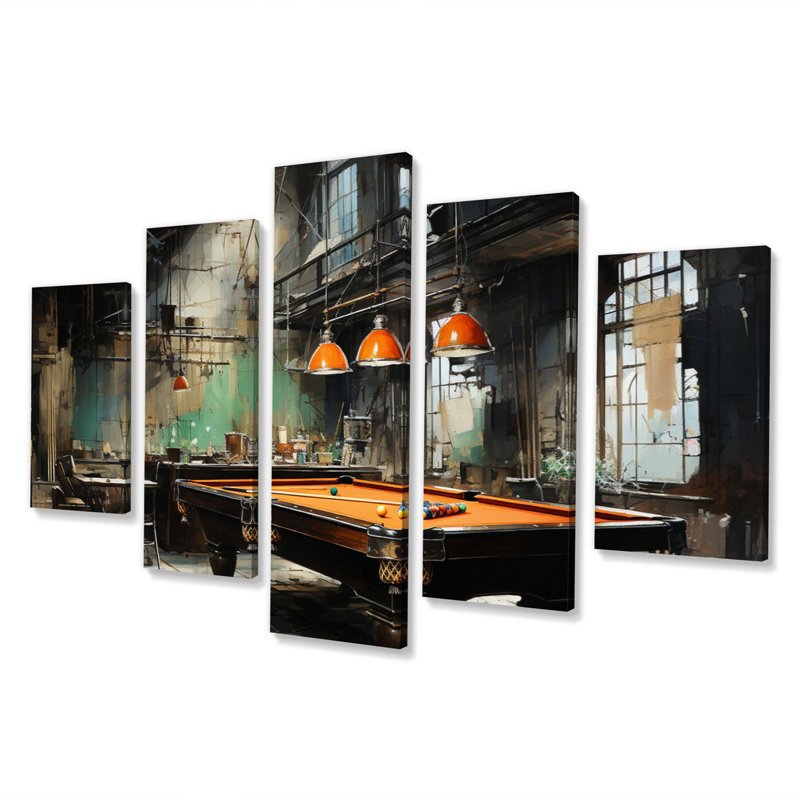 «Billard Industrial Game III» sur toile, reproduction de 5 pièces