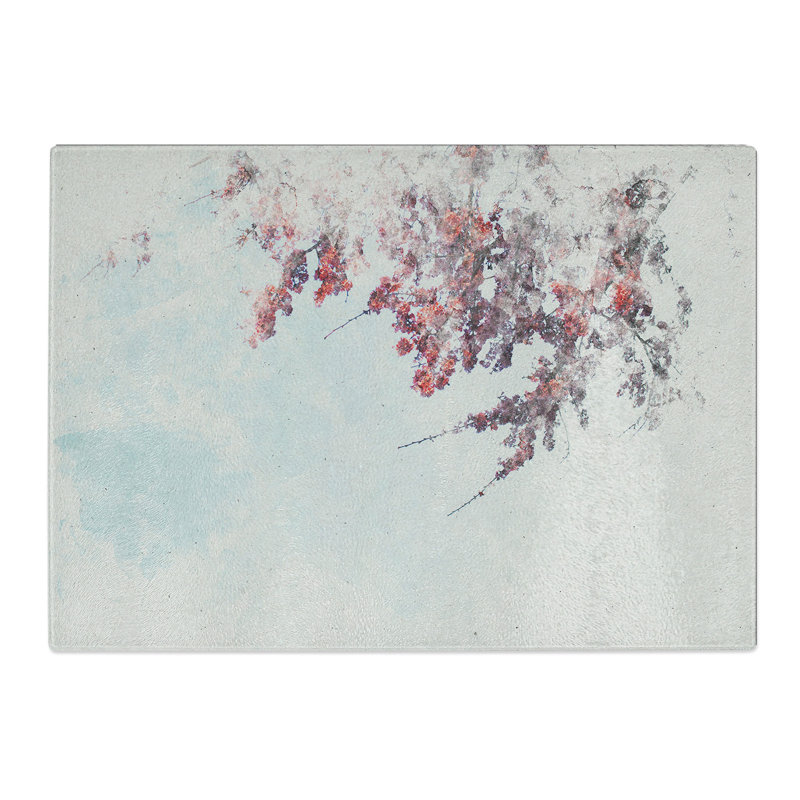 Branches of a Cherry Blossom Tree Watercolour Chopping Board, 0.4cm H x 28.5cm W x 39cm L