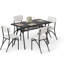 Ensemble de salle à manger 5 pièces Modern - plateau de table rectangulaire en marbre, étagère de rangement, 4 fauteuils bouclés rembourrés, meubles de cuisine et de salle à manger peu encombrants pour petits appartements - d'inspiration incolore + noir-1697644308-1697644309