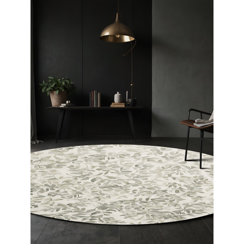 Machine Washable Beige Area Rug, Round 6'
