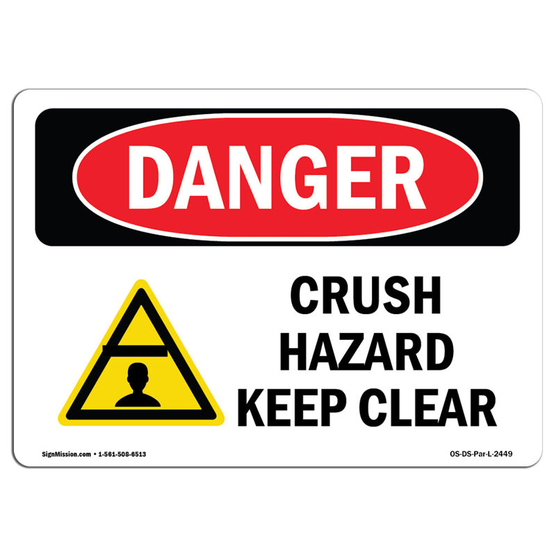 Panneau «Crush Hazard Keep Clear», 12" H x 18" W x 0.1" D
