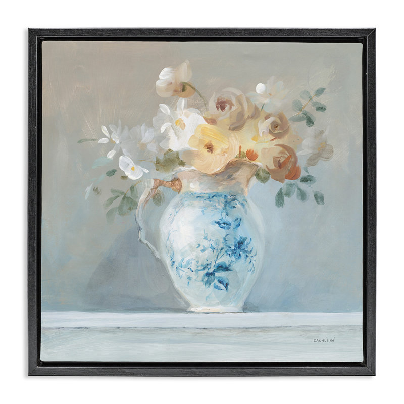 «Heirloom Flower Bouquet Brown», encadrée par Danhui Nai, Cadre flottant noir de jais, H 18 po x l 18 po