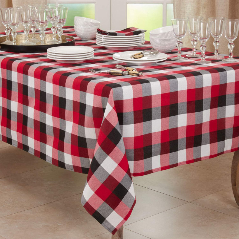 Holiday Buffalo Plaid Cotton Blend Tablecloth 65 X 104 Inch, 104" L x 65" W