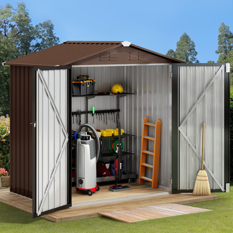 Remise de rangement en métal l 5,6 pi. X P 3,2 pi., Brun