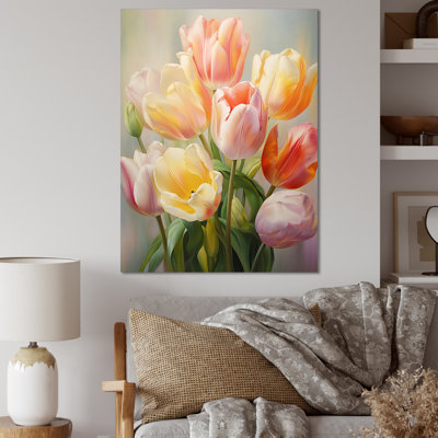 Tulips Romantic Impression - Tulips Framed Canvas Print