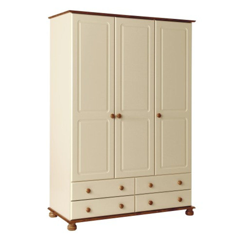 Chritine 3 Door Wardrobe, Cream/Brown