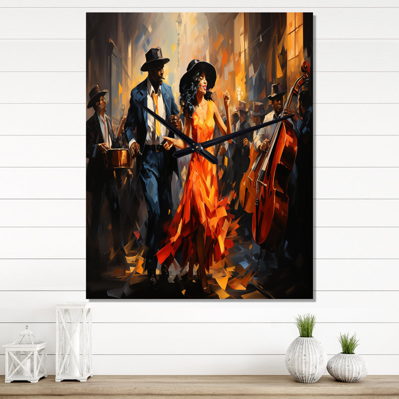Art afro-américain Spirit II - horloge murale moderne afro-américaine, H 32 po x l 24 po x P 1 po