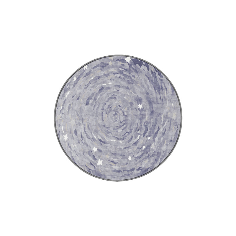 Machine Washable Gray Area Rug, Round 5'