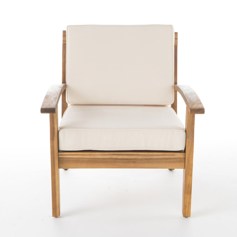 Fauteuil club d'extérieur, plan de conception de structure en bois, agencement de couleur principale, coussins offrant de l'eau et du confort, 27,21 po Profondeur, 32,82 largeur, 31,58 hauteur, 26,82 lb, assemblage requis avec base, ombragé,