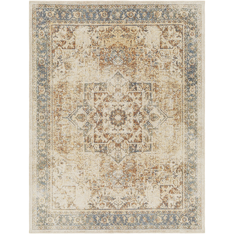 Behrens Kisner Oriental Machine Woven Polyester Area Rug in Rust, Runner 2'7" x 7'3"