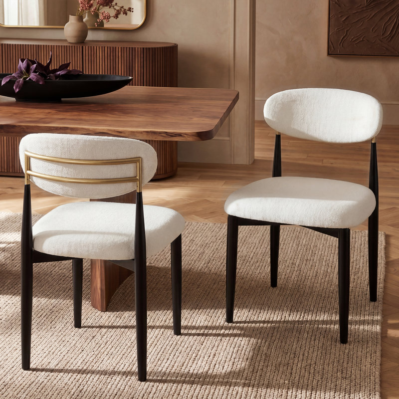 Fauteuil d'appoint rembourré en chenille moderne blanc avec structure en métal doré, Blanc