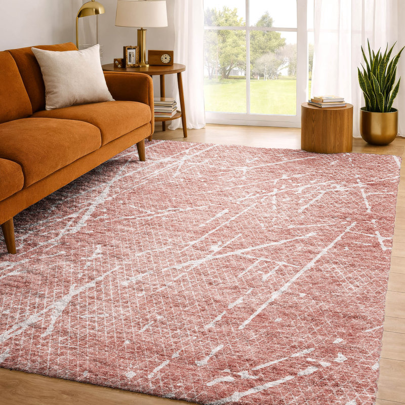 Tapis à poils longs lavable à la machine de qualité supérieure ADS628, Blush, 3' x 5'