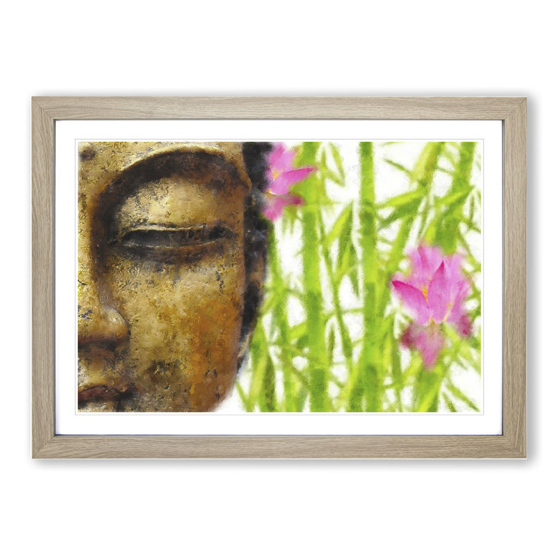 Buddha Statue Vol.8 - Picture Frame Painting, 36cm H x 48cm W x 2cm D, Oak Framed