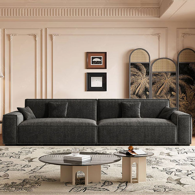 Canapé modulaire en chenille noire, H 28,35 po x l 110,24 po x P 39,37 po, 4