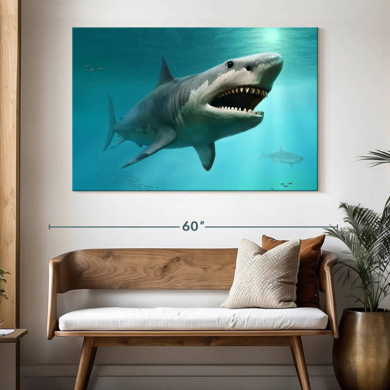 Brampt Extinct Megalodon Shark, 34'' H x 51'' W