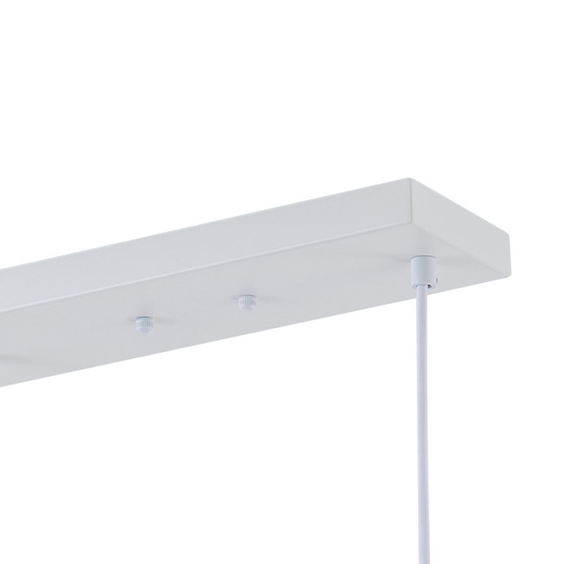 Lustre en métal et tissu blanc à 3 ampoules - réglable, à intensité variable, certifié ETL