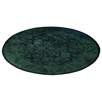 Tapis vert contemporain en laine noué à la main Coronel 6 pi 1 po x 6 pi 1 po