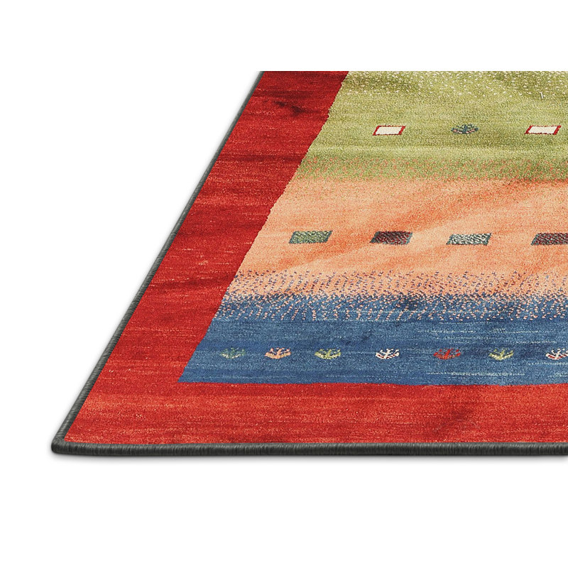 Tapis contemporain rouge / beige Platzer, Rectangle 5 pi x 8 pi