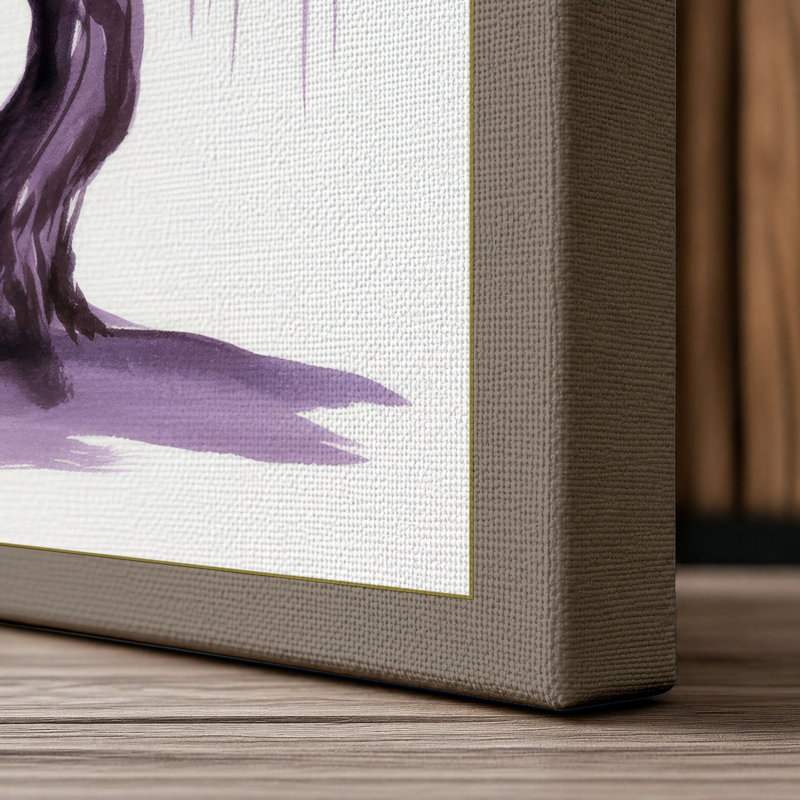 Weeping Willow Japandi - Wrapped Canvas, 36x24 - 91.4 x 61.0 cm, Taupe Border