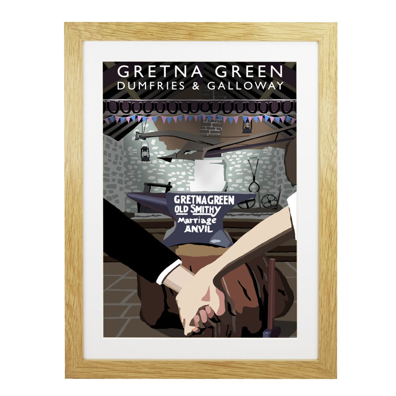 Gretna Green by Richard O'Neil - Print, Oak Wood Frame, 43.5 cm H x 33.5 cm W x 2.2 cm D