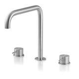 Acquaco Linki Loop Deck Mount Three-Hole Widespread Bathroom Lavatory Faucet with 9'' Spout Reach