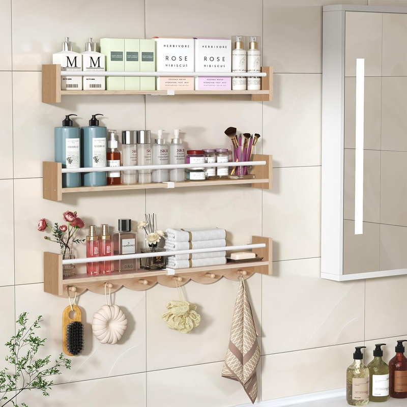 Wooden Floating Shelf  Coat Rack