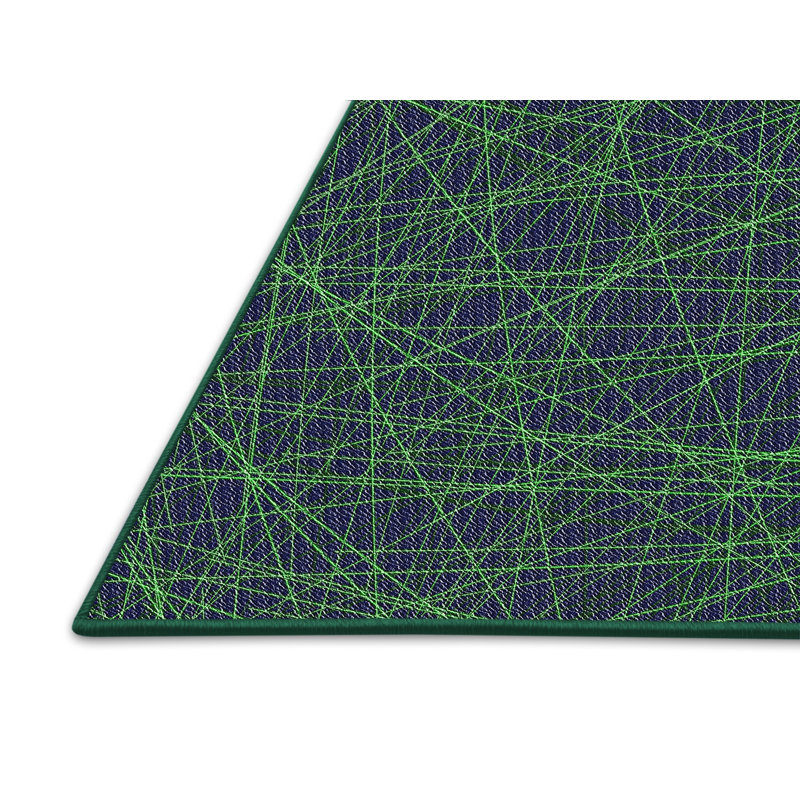 Laine tissée à la machine abstraite et polyester vert/bleu Tapis décoratif, Rectangle 5 pi x 7 pi