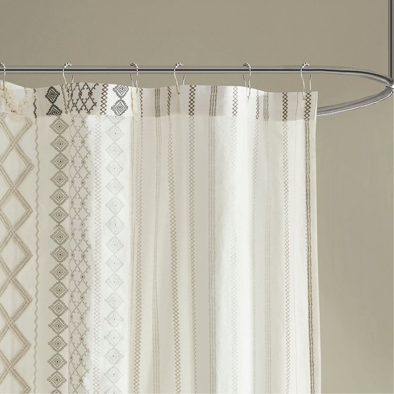 Rideau de douche en coton avec chenille, Ivoire ivoire