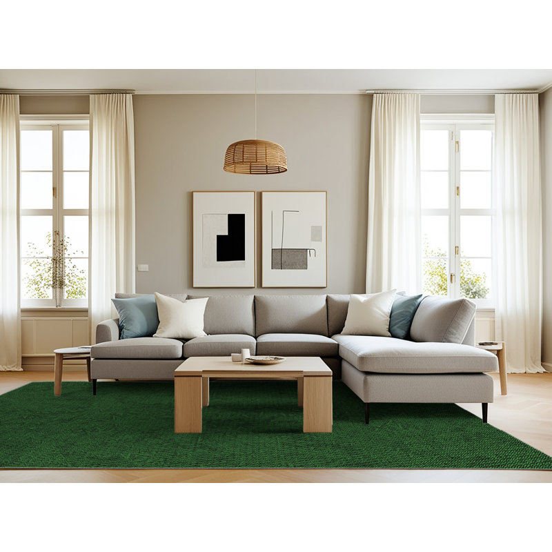 Tapis vert tissé à la machine, Rectangle 8 pi x 10 pi