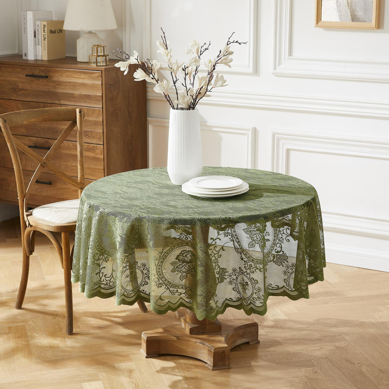Gothic Sage Lace Tablecloth. 60 Inch Round Tablecloth for Halloween or Gothic Decor, Sage, 60" Round 
