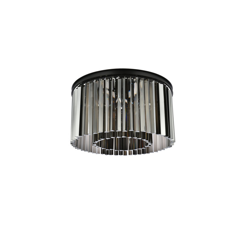 Yazmin Flush Mount, Mocha Brown, 13.5" H x 26" W x 26" D, Silver Shade (Gray)
