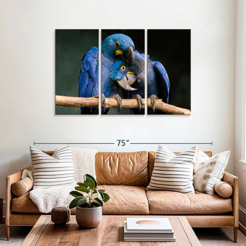 Brampt Hyacinth Blue Macaws, 36" H x 57" W