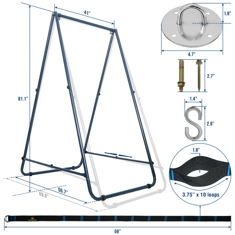 2 Person Classic Hammock with Stand, Blue