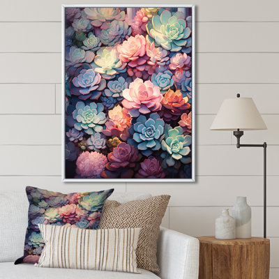 «Kouklia Colorful Succulents Dreams On», reproduction sur toile
