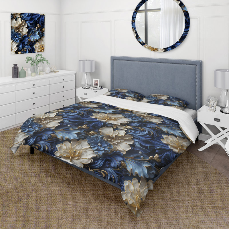 Leesa - Ensemble de housse de couette à motif floral, Housse de couette simple + 1 taie décorative stan