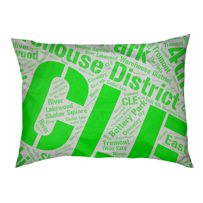 Coussin de chien « districts », Très grand (H 17 po x l 50 po x P 40 po), Cleveland, Vert