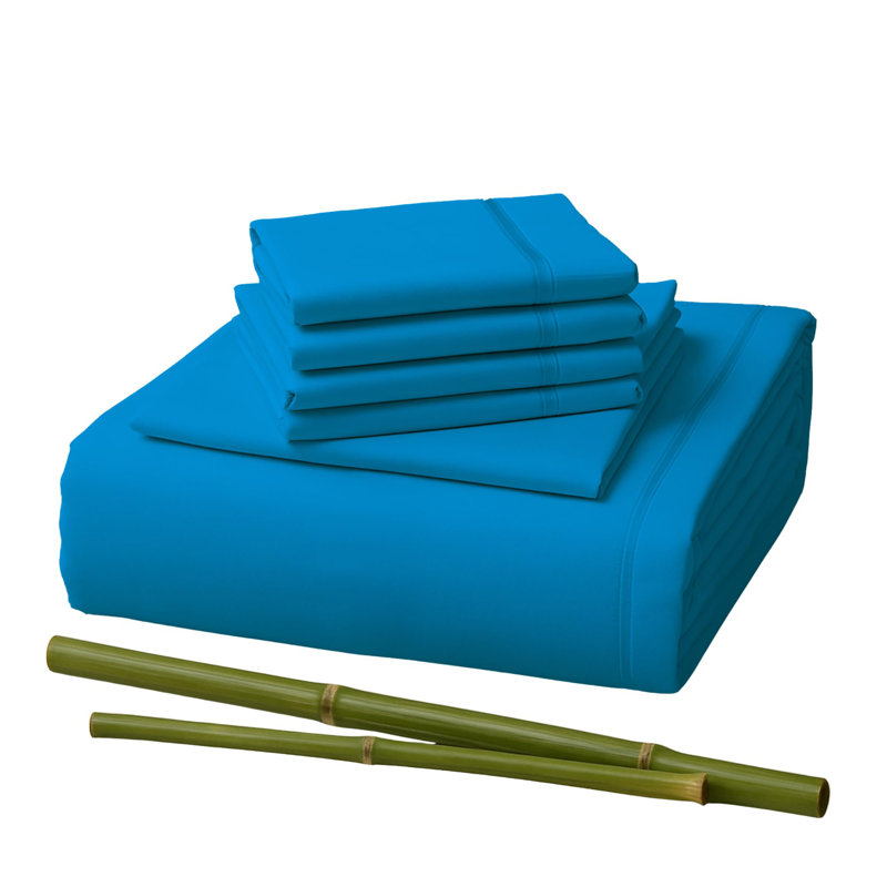 Premium Rayon From Bamboo Blend Sheet Set With Deep Pockets, Cooling and Breathable, Arctic Blue