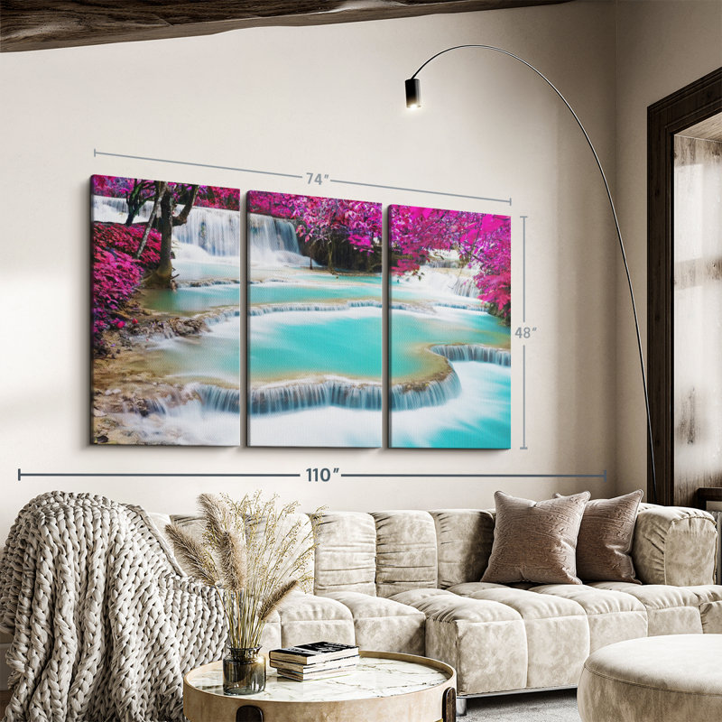 «Kuang Si Waterfall» sur, H 48 po x l 74 po x P 1,25 po