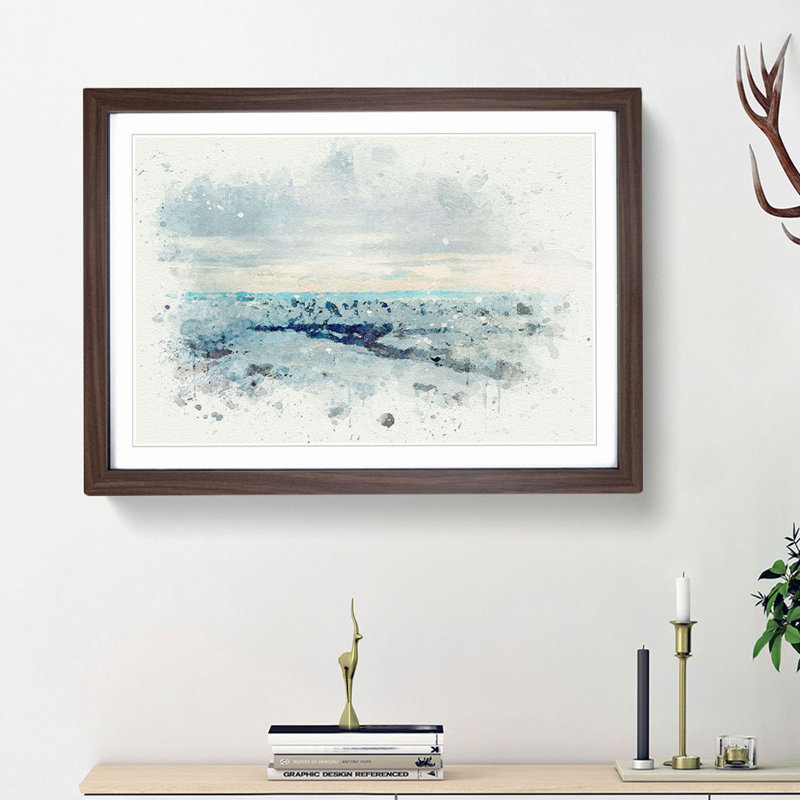 Mountains of Dushanbe in Tajikistan in Abstract - Framed Print, Walnut Framed, 62cm H x 87cm W x 2cm D