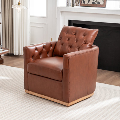 Fauteuil pivotant en cuir véritable Azib