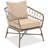 Patio Seating With Modern Earthy Design, Removable Cushions, Beige, Oval Wood Tabletop Oversized Areas, Beige , Table