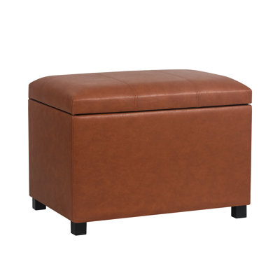 24" Faux Leather Storage Ottoman