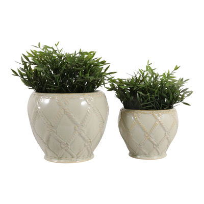 Ensemble de 2 pots à fleurs texturés en céramique texturée pour la décoration de bureau à domicile - Pots de fleurs élégants pour l'intérieur ou l'extérieur