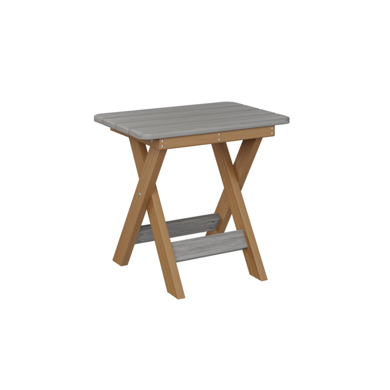 Berlin Gardens Folding End Table, Driftwood Gray, Natural Teak