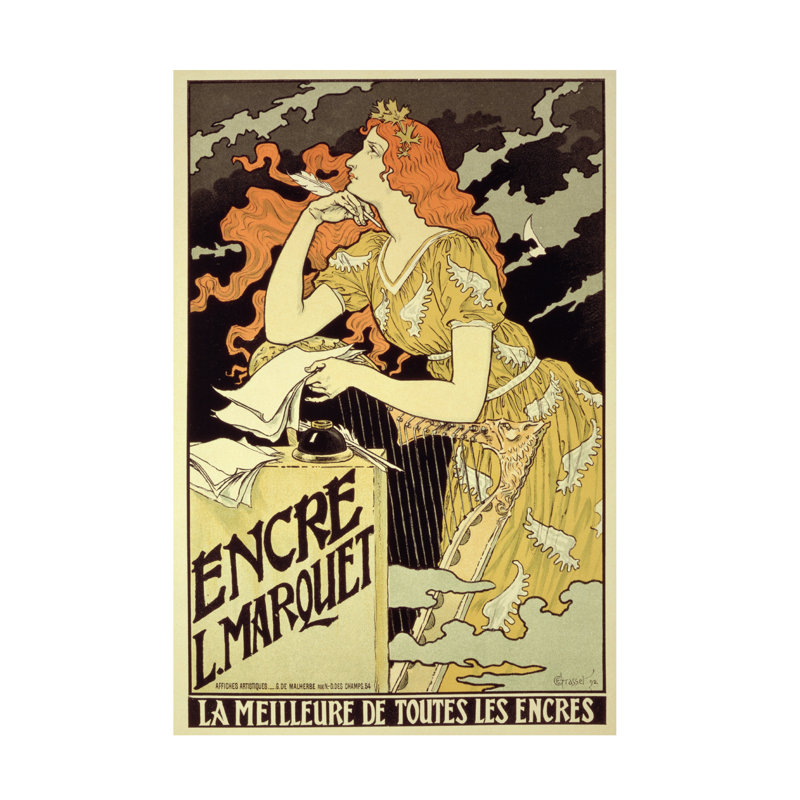 Reproduction d'art sur toile par Eugene Grasset, reproduction d'un marquet, 1892, H 32 po x l 22 po