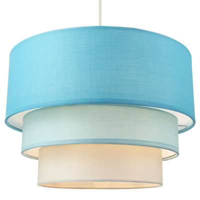 Contemporary Round Triple Tier Cotton Fabric Pendant Light Shade