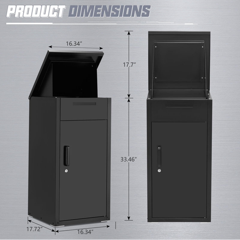 Express Delivery Boxes For Outside, Black, 142.2 cm H x 41.5 cm W x 45 cm D